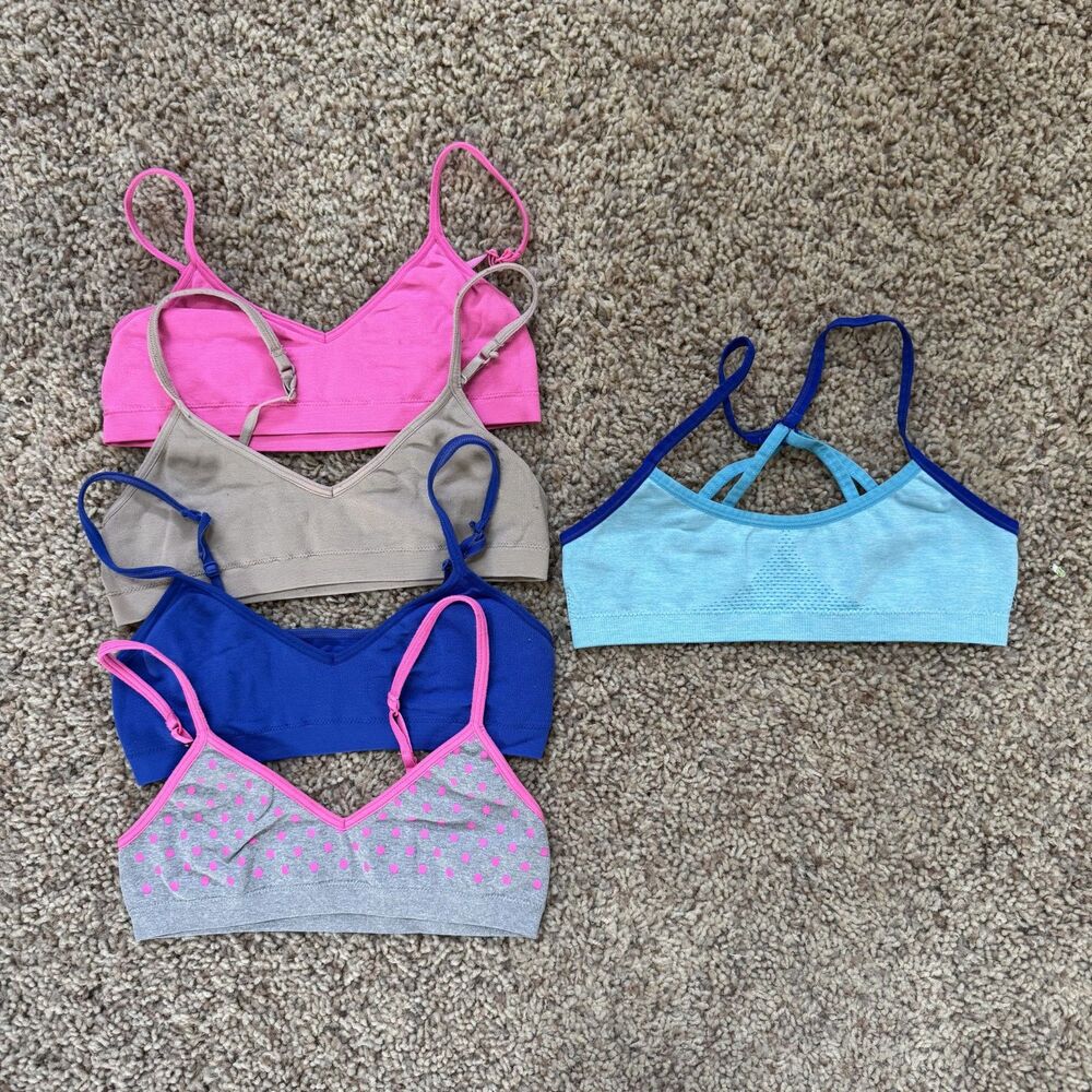 (5) hanes girl size 30 bras seamless EUC